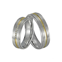 Fashion 2-Tone IP Gold Plated Nickle Free Men′s and Women Couple 316L Stainless Steel Finger Ring Jewellery